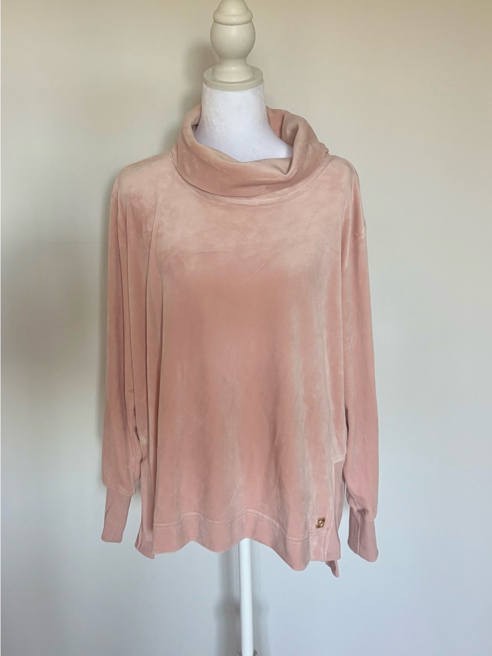 Calvin Klein Soft Blush Cowl Neck Women's Velour Shirt